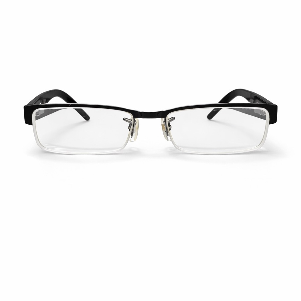 Ray-Ban Unisex Black and Silver Rectangular Eyeglasses